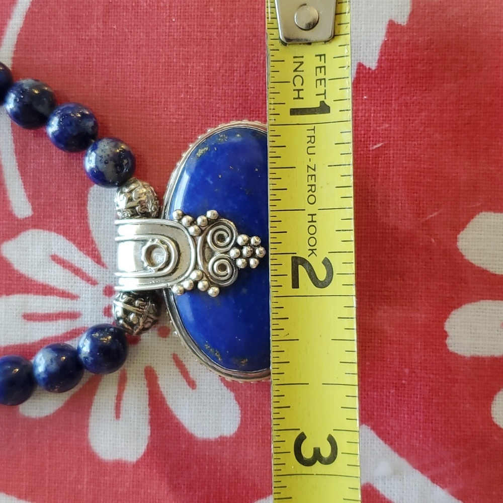 Vintage Lapis Lazuli and sterling silver necklace/ earrings - Picture 13 of 13